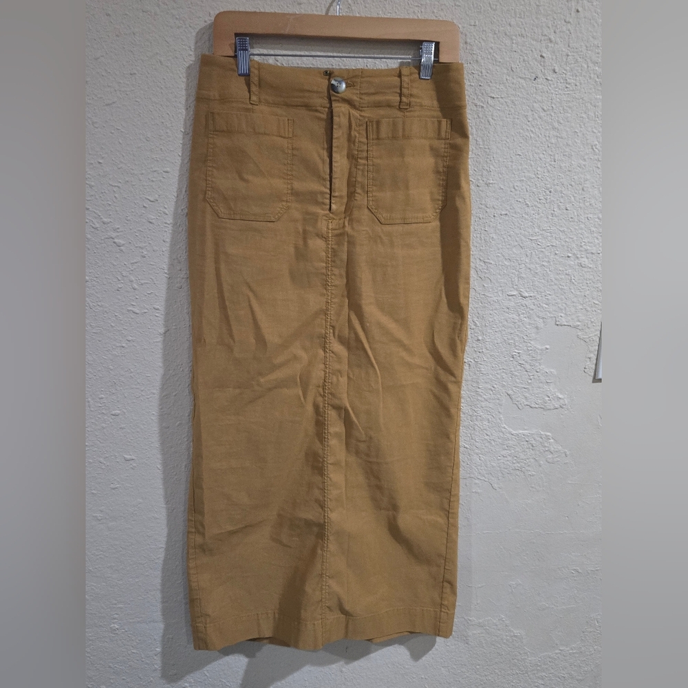 Maeve x Anthropologie The Colette Maxi skirt in Bronze Or Camel, Size Small